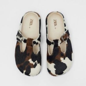 Zara Cow Hide Slip On Mules